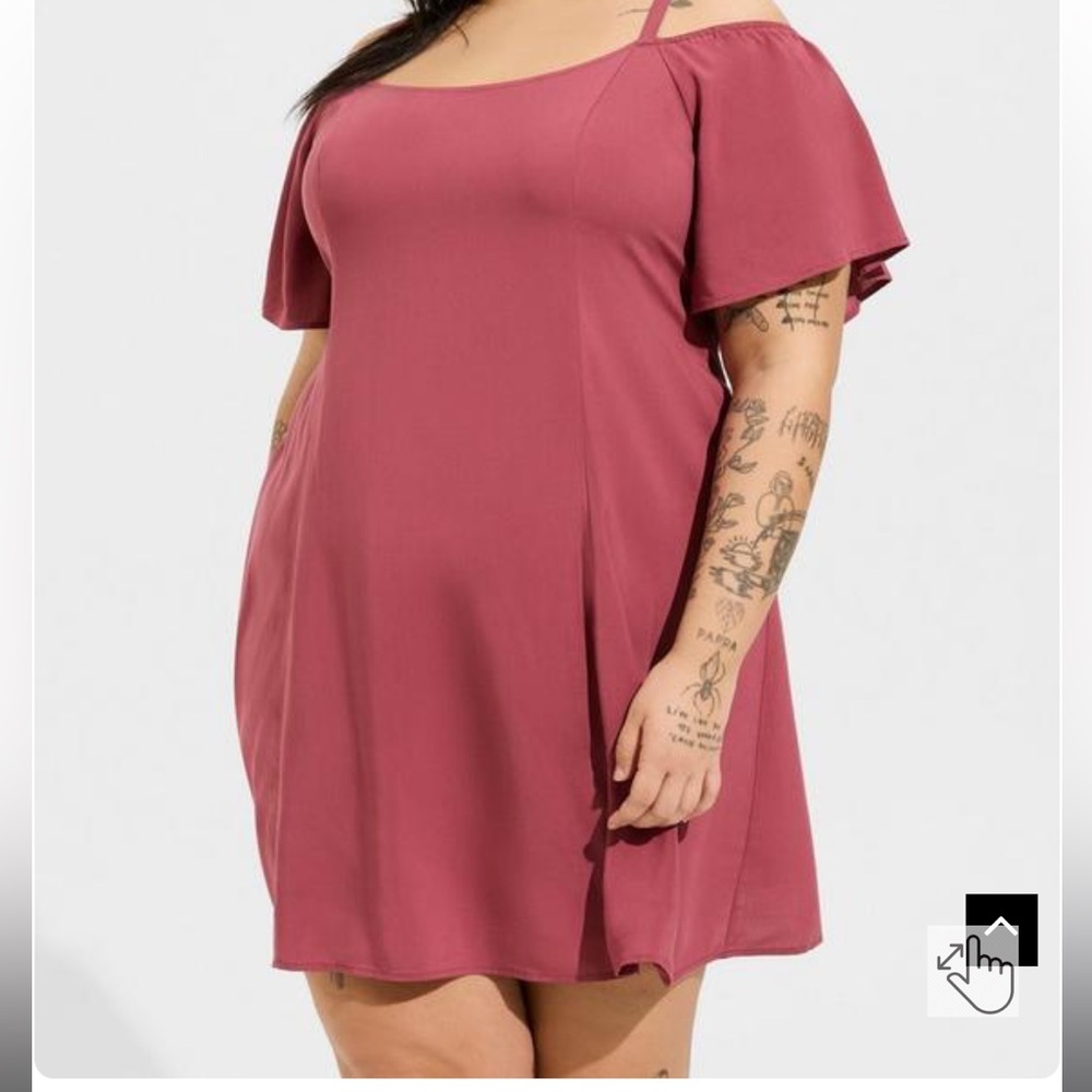 Torrid Mini Challis Cold Shoulder Trapeze Dress NWOT - Picture 3 of 5